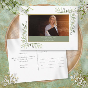 Elegante Grün-Foto-Abschluss-Dankeschön Postkarte