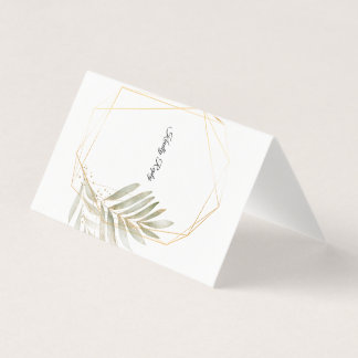 Elegante Grün-Gold-Geometrische Hochzeits-RSVP-Kar