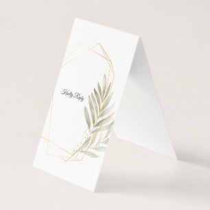 Elegante Grün-Gold-Geometrische Hochzeits-RSVP-Kar