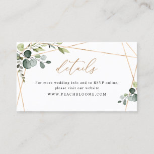 Elegante Grün Gold Hochzeitswebsite-Details Karte