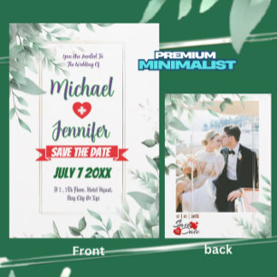 Elegante Grün-Minimalist Hochzeit mit individuelle Save The Date