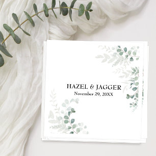 Elegante Grün-Namen und Datum personalisiert Serviette