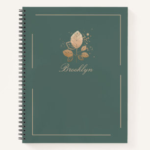Elegante Grün & Rose Personalisiert Notizbuch