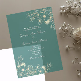 Elegante Grün- und Goldhochzeit Acryleinladungen