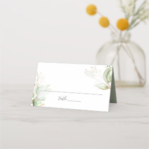 Elegante Grün- und Goldhochzeit Platzkarte