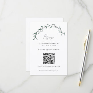 Elegante Grün-Weidenbogen-Hochzeit QR-RSVP-Karten RSVP Karte