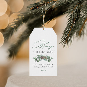 Elegante Grün-Weihnachten Familienname Geschenkanhänger