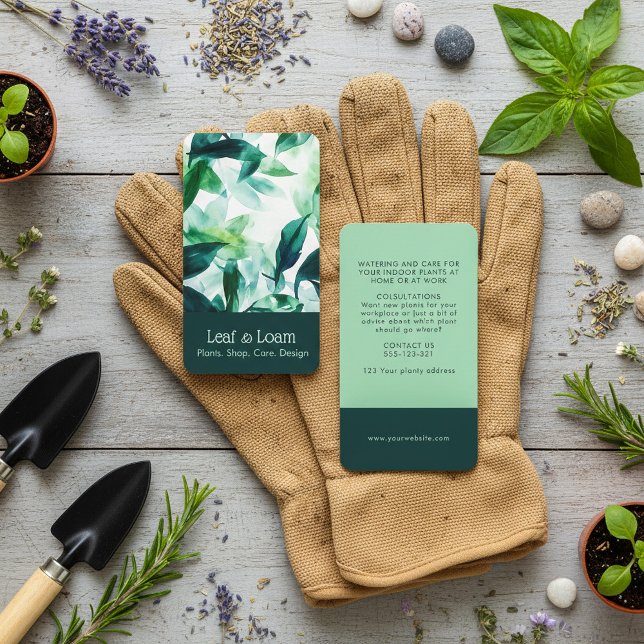 Elegante Grünanlagen Wasserfarben Blätter Botanisc Visitenkarte (Elegant Greenery Watercolor Leaves Botanical Business Card.)