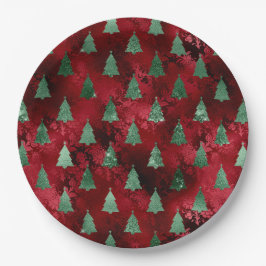 Elegante Grüne Bäume Weihnachten Pappteller