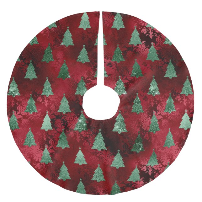 Elegante Grüne Bäume Weihnachten Polyester Weihnachtsbaumdecke (Vorderseite)