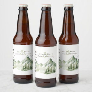 Elegante, grüne Berglandschaft Bierflaschenetikett