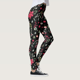 Elegante grüne Blätter und Rote Holly Berries Leggings