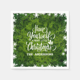 Elegante grüne Blätter Weihnachten | Serviette