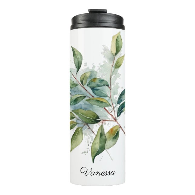 Elegante grüne Blattfarbe, kundenspezifisch Thermosbecher (Vorderseite)