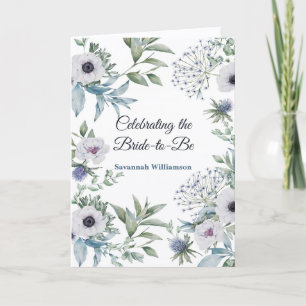 Elegante grüne blaue botanische Brautparty Karte