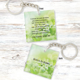 Elegante grüne Blume Inspiration Bibel Verse Schlüsselanhänger
