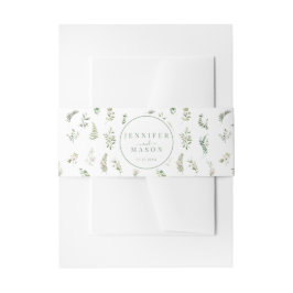 Elegante grüne Blumen Klassische Hochzeitskapelle Einladungsbanderole