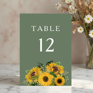 Elegante grüne Blütenblumen Hochzeit Tischnummer