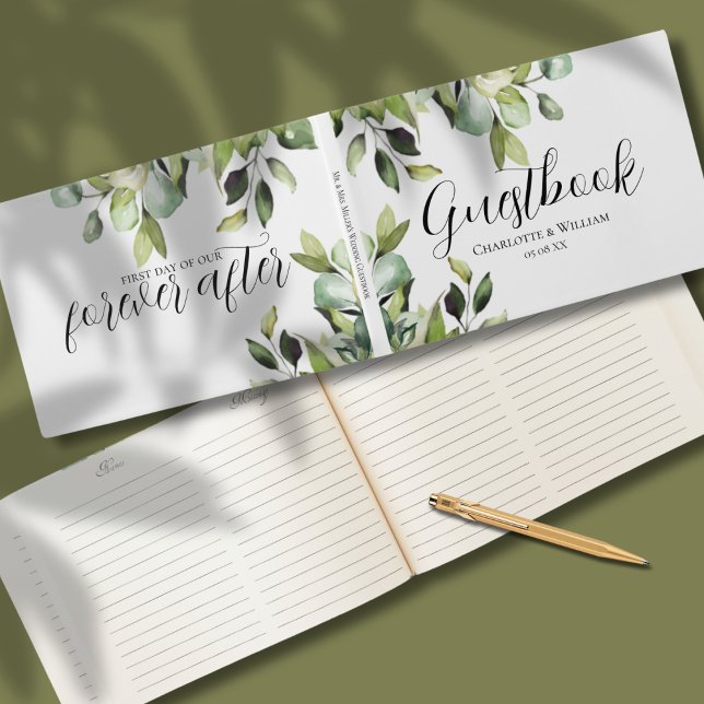 Elegante Grüne Botanische Hochzeit Gästebuch (Von Creator hochgeladen)