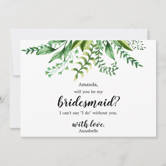 Elegante grüne botanische Hochzeit ist meine Bride Einladung (Vorderseite)