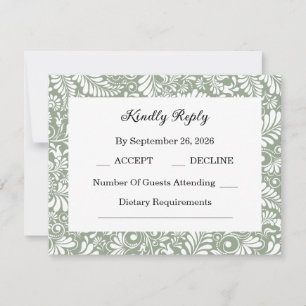 Elegante grüne botanische Hochzeit RSVP Karte