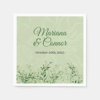Elegante grüne botanische Hochzeit Serviette