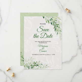 Elegante grüne botanische Hochzeit Speichern Sie d Save The Date