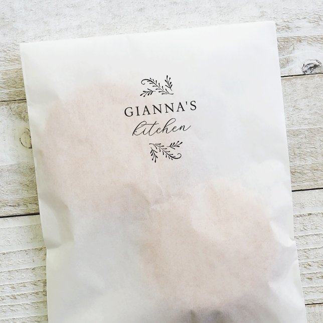 Elegante grüne botanische Personalisierte Küche Permastempel (Von Creator hochgeladen)