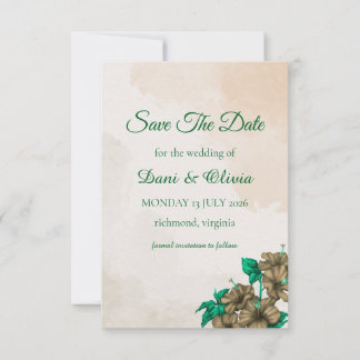 Elegante grüne botanische Save-the-Date-Karte Save The Date