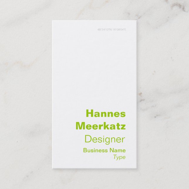Elegante grüne Breite-und Länge-Visitenkarte Visitenkarte (Vorderseite)