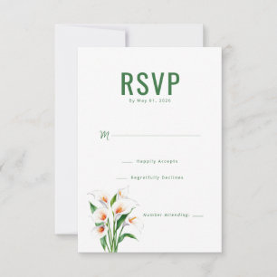 Elegante Grüne Calla-Lilien RSVP Karte