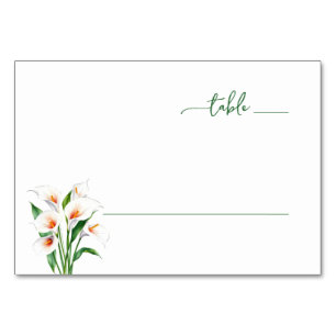 Elegante Grüne Calla-Lilien Tischnummer