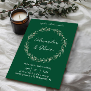 Elegante Grüne Einladung Hochzeit Script-Schrift