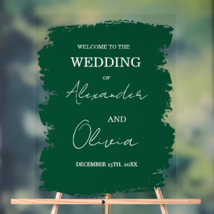 Elegante Grüne Einladung Hochzeit   Script-Schrift Acrylschild