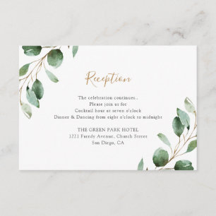 Elegante Grüne Eukalyptus-Hochzeitsempfang Begleitkarte