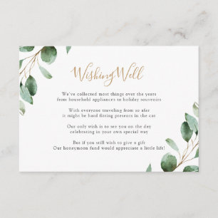 Elegante Grüne Eukalyptus-Wunschbrunnen Begleitkarte