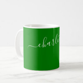Elegante grüne Farbe moderne Name personalisiert Kaffeetasse