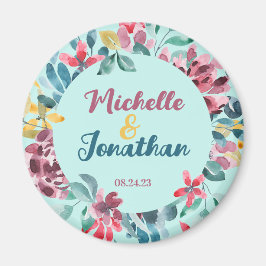 Elegante grüne farbenfrohe Hochzeit mit Blumen Magnet