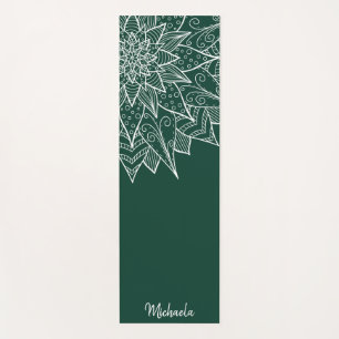 Elegante grüne Floral-Mandala-Yogamatte Yogamatte