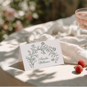Elegante Grüne Florale Boho Moderne Hochzeit Platz Tischnummer