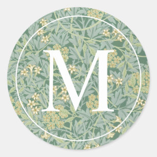 Elegante grüne florale Monogramm-Umschlag-Siegel Runder Aufkleber
