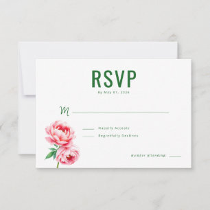 Elegante grüne florale RSVP Karte
