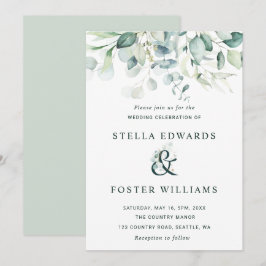 Elegante grüne Foliage Ampersand Hochzeit Einladung