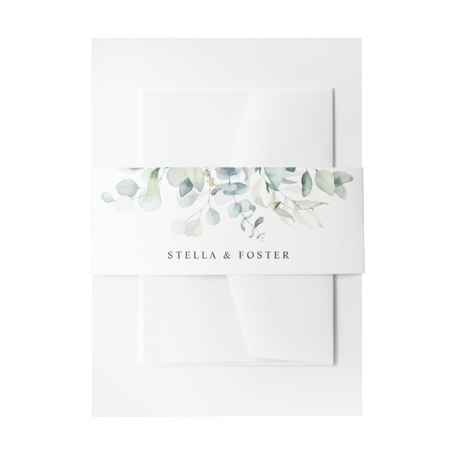 Elegante grüne Foliage Hochzeit Einladungsbanderole (Vorderseite Beispiel)