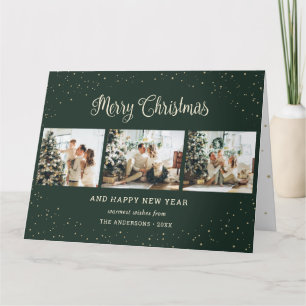 Elegante grüne Fotocollage Weihnachtsgrüße Karte