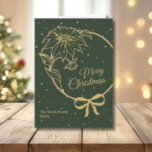 Elegante grüne Frohe Weihnachten Poinsettie gefalt