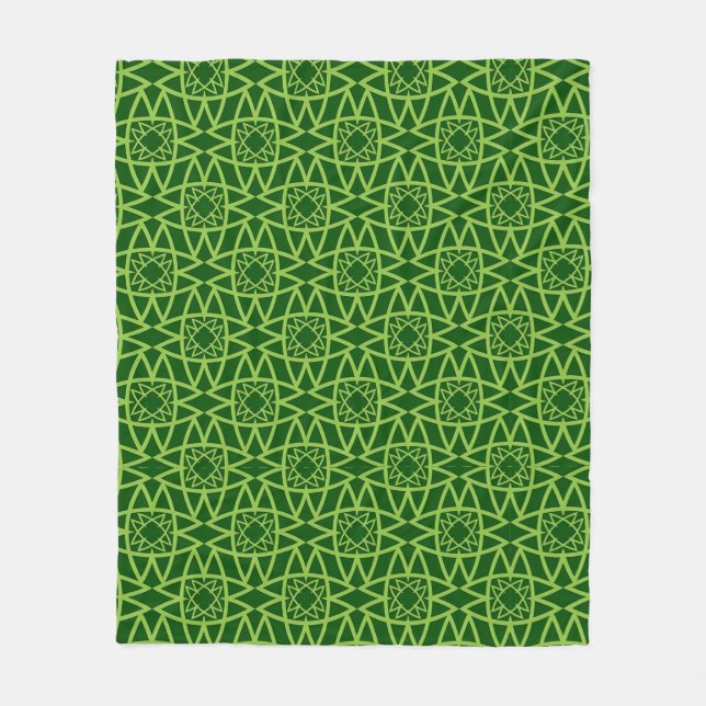 Elegante grüne geometrische Muster Fleecedecke (Vorderseite)