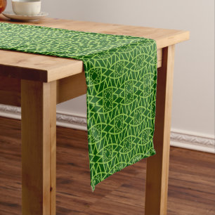 Elegante grüne geometrische Muster Kurzer Tischläufer