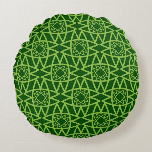Elegante grüne geometrische Muster Rundes Kissen