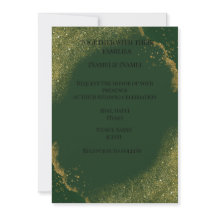 Elegante grüne Gold-Spark-Hochzeitseinladung